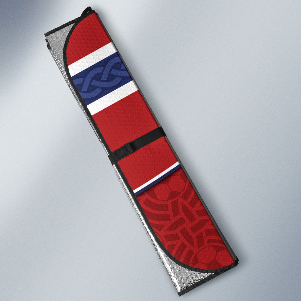 Norway Football Auto Sun Shade Viking Ship Nordic Patterns