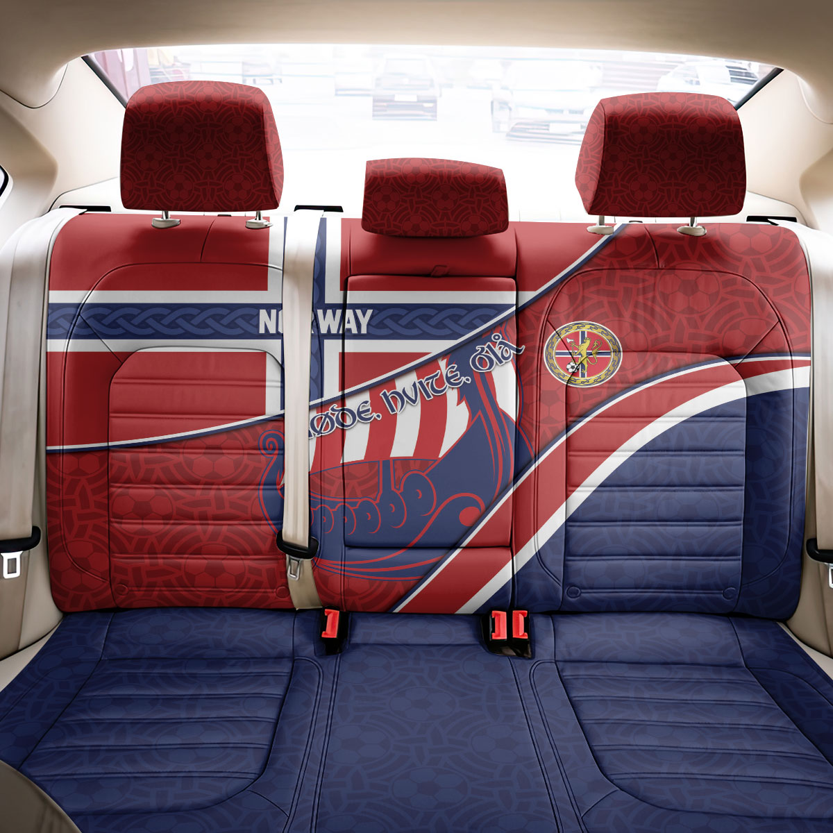 Norway Football Back Car Seat Cover Viking Ship Nordic Patterns