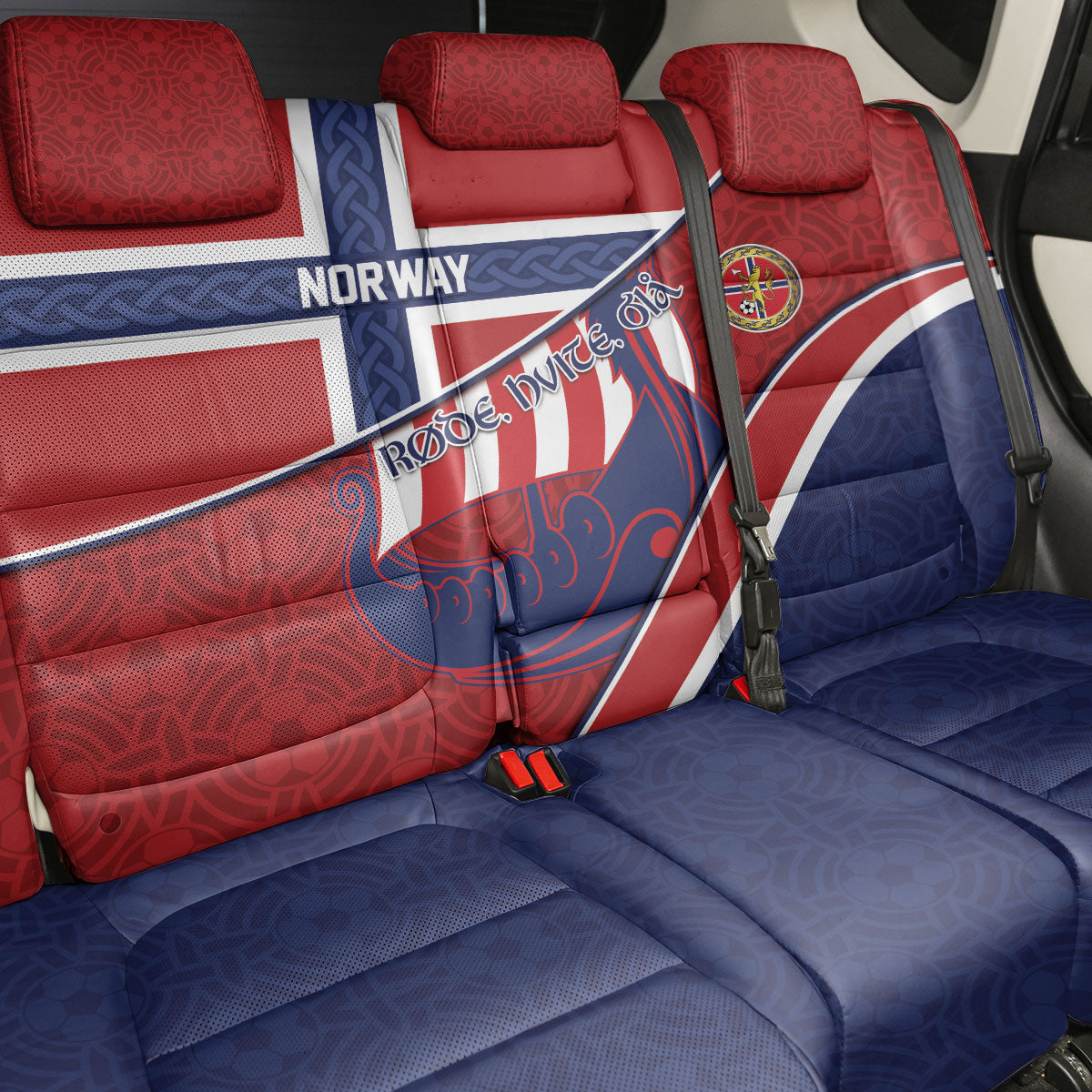 Norway Football Back Car Seat Cover Viking Ship Nordic Patterns