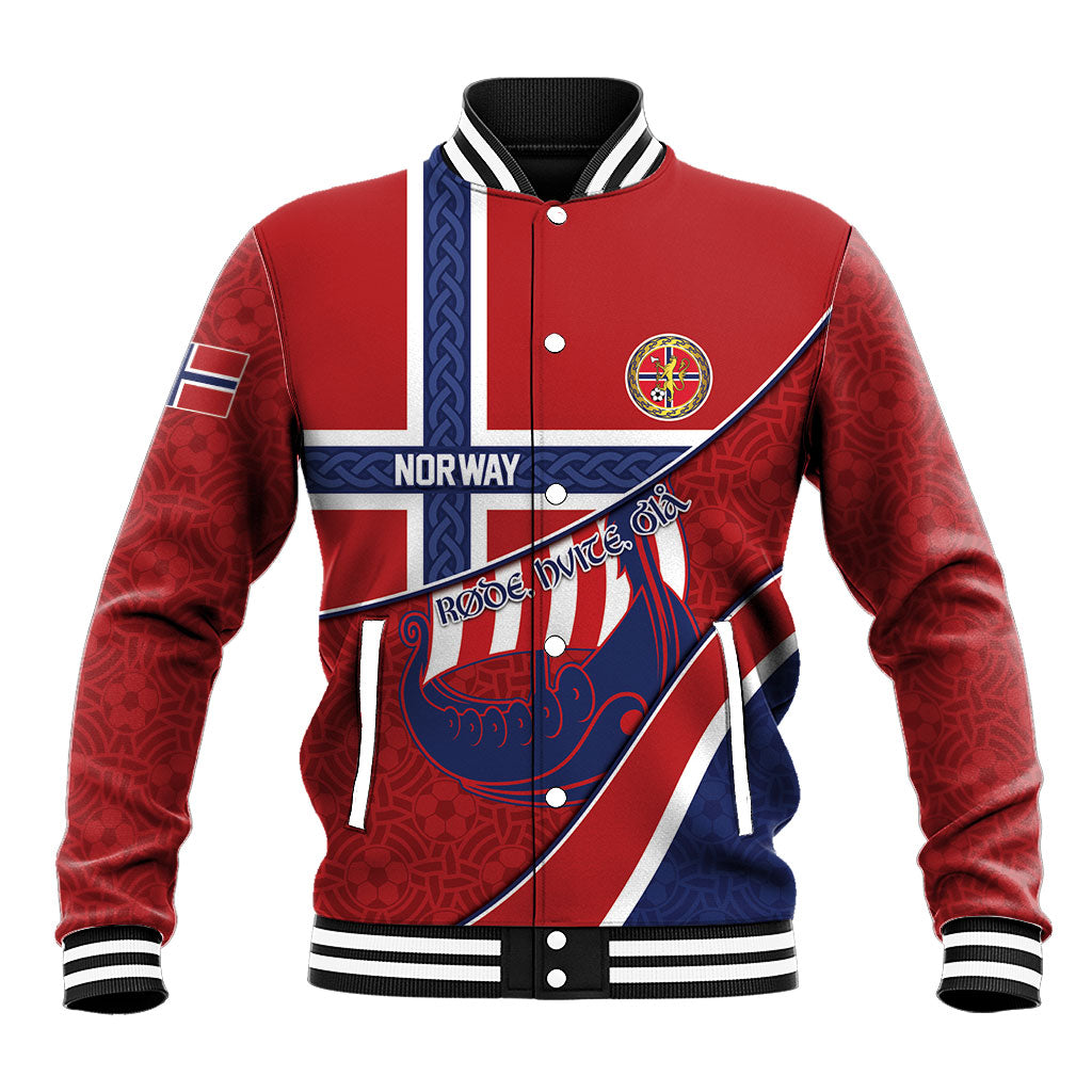 Custom Norway Football Baseball Jacket Viking Ship Nordic Patterns