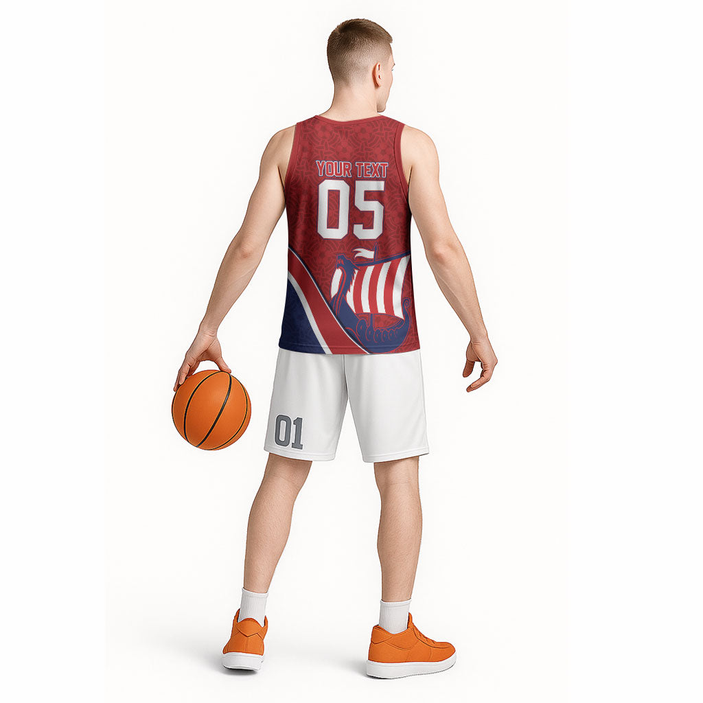 Custom Norway Football Basketball Jersey Viking Ship Nordic Patterns