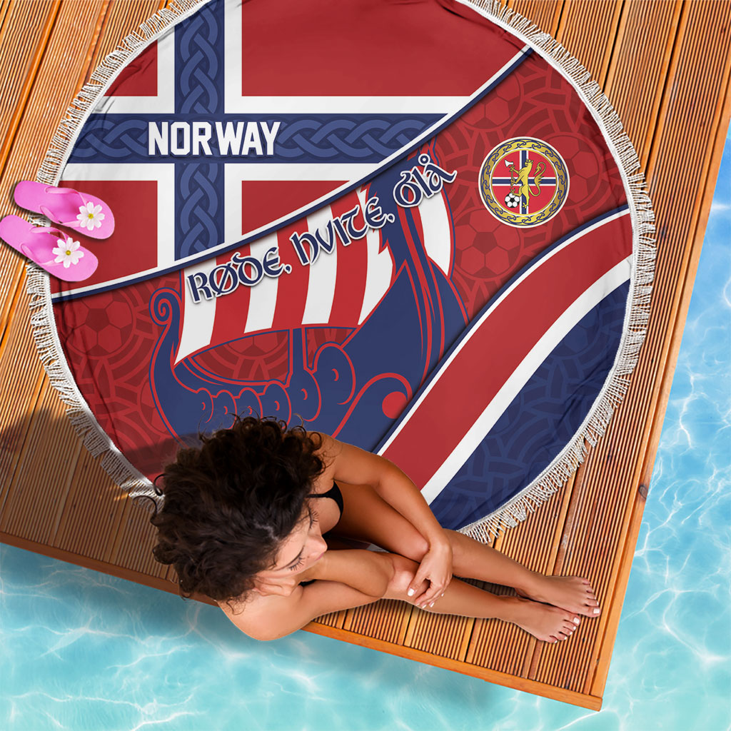 Norway Football Beach Blanket Viking Ship Nordic Patterns