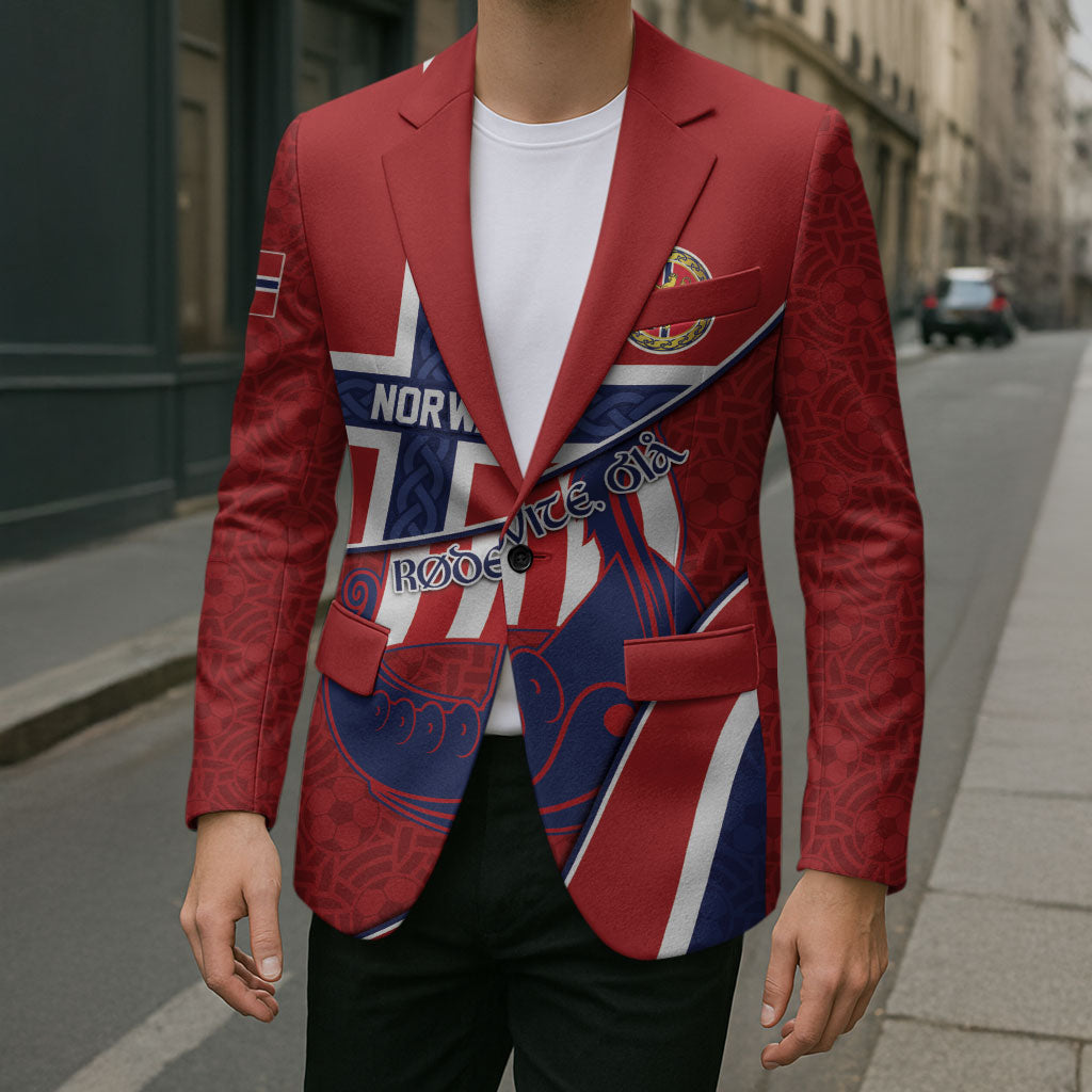 Custom Norway Football Blazer Viking Ship Nordic Patterns