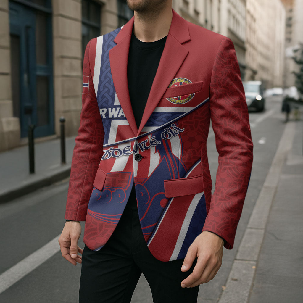 Custom Norway Football Blazer Viking Ship Nordic Patterns