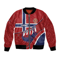 Custom Norway Football Bomber Jacket Viking Ship Nordic Patterns