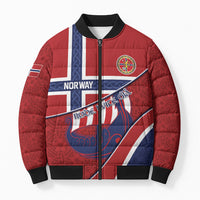 Custom Norway Football Bomber Puffer Jacket Viking Ship Nordic Patterns