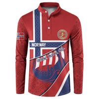 Custom Norway Football Button Sweatshirt Viking Ship Nordic Patterns