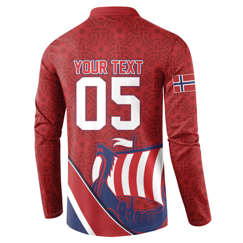 Custom Norway Football Button Sweatshirt Viking Ship Nordic Patterns