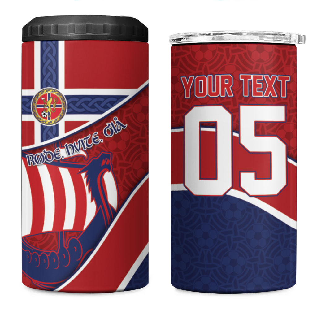 Custom Norway Football 4 in 1 Can Cooler Tumbler Viking Ship Nordic Patterns