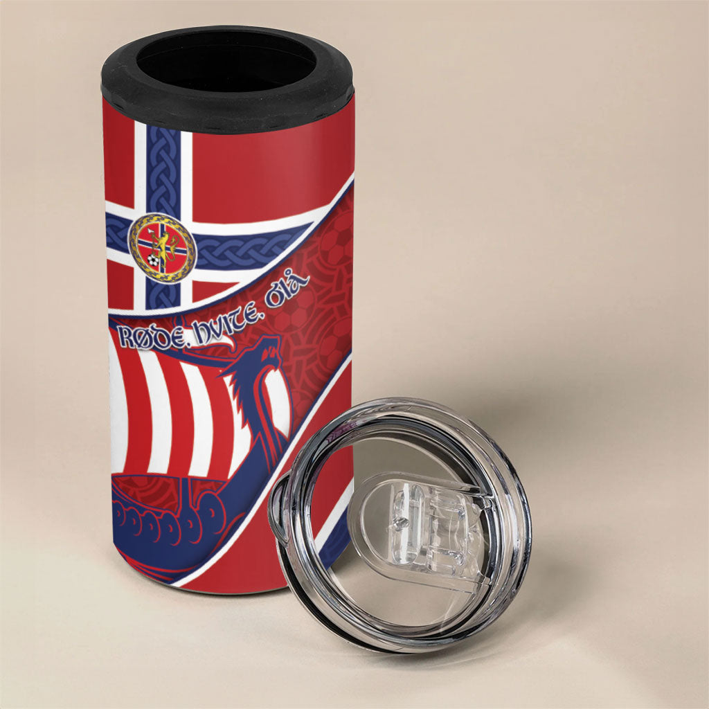 Custom Norway Football 4 in 1 Can Cooler Tumbler Viking Ship Nordic Patterns