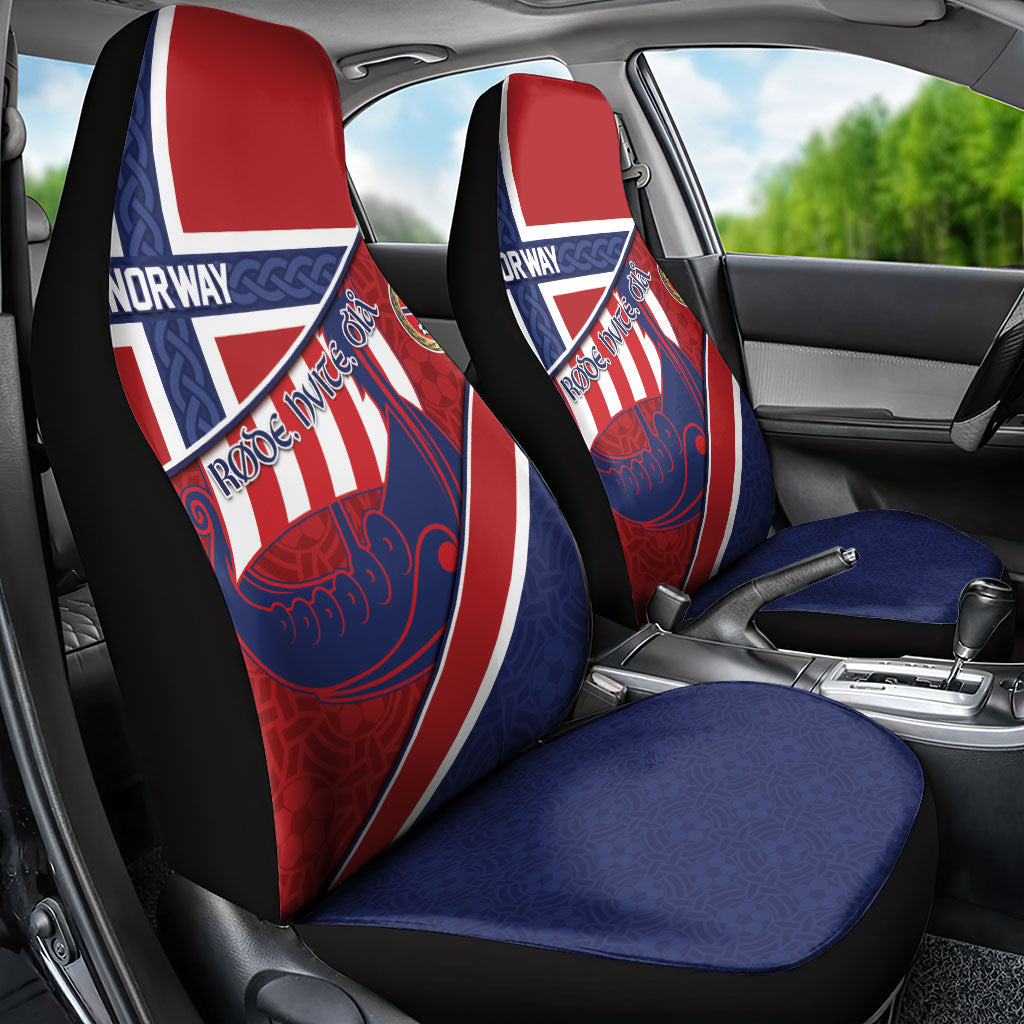 Norway Football Car Seat Cover Viking Ship Nordic Patterns