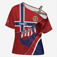Custom Norway Football Cross Shoulder Shirt Viking Ship Nordic Patterns