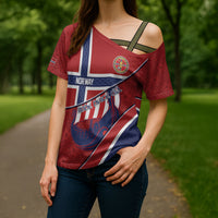 Custom Norway Football Cross Shoulder Shirt Viking Ship Nordic Patterns