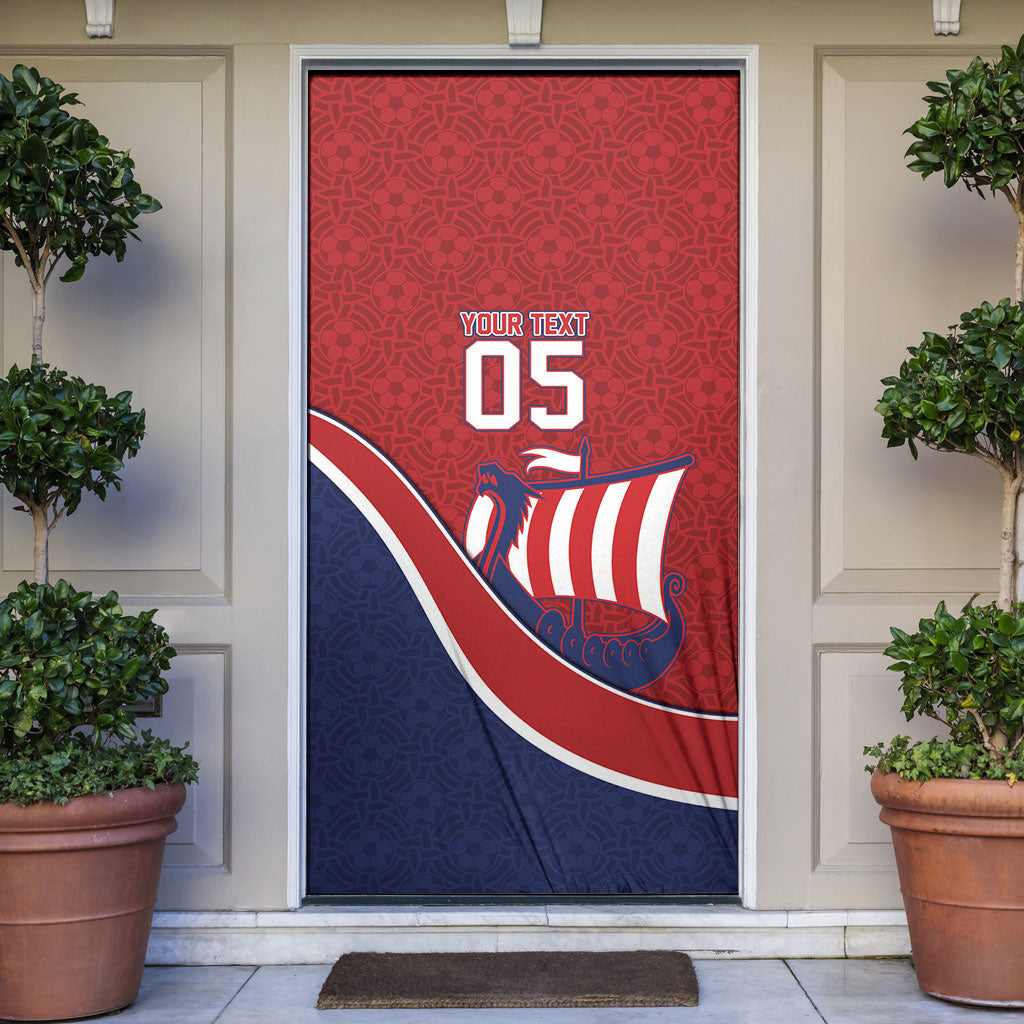 Custom Norway Football Door Cover Viking Ship Nordic Patterns