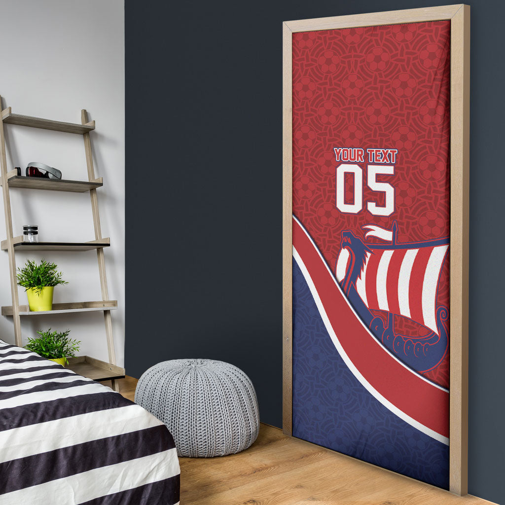Custom Norway Football Door Cover Viking Ship Nordic Patterns