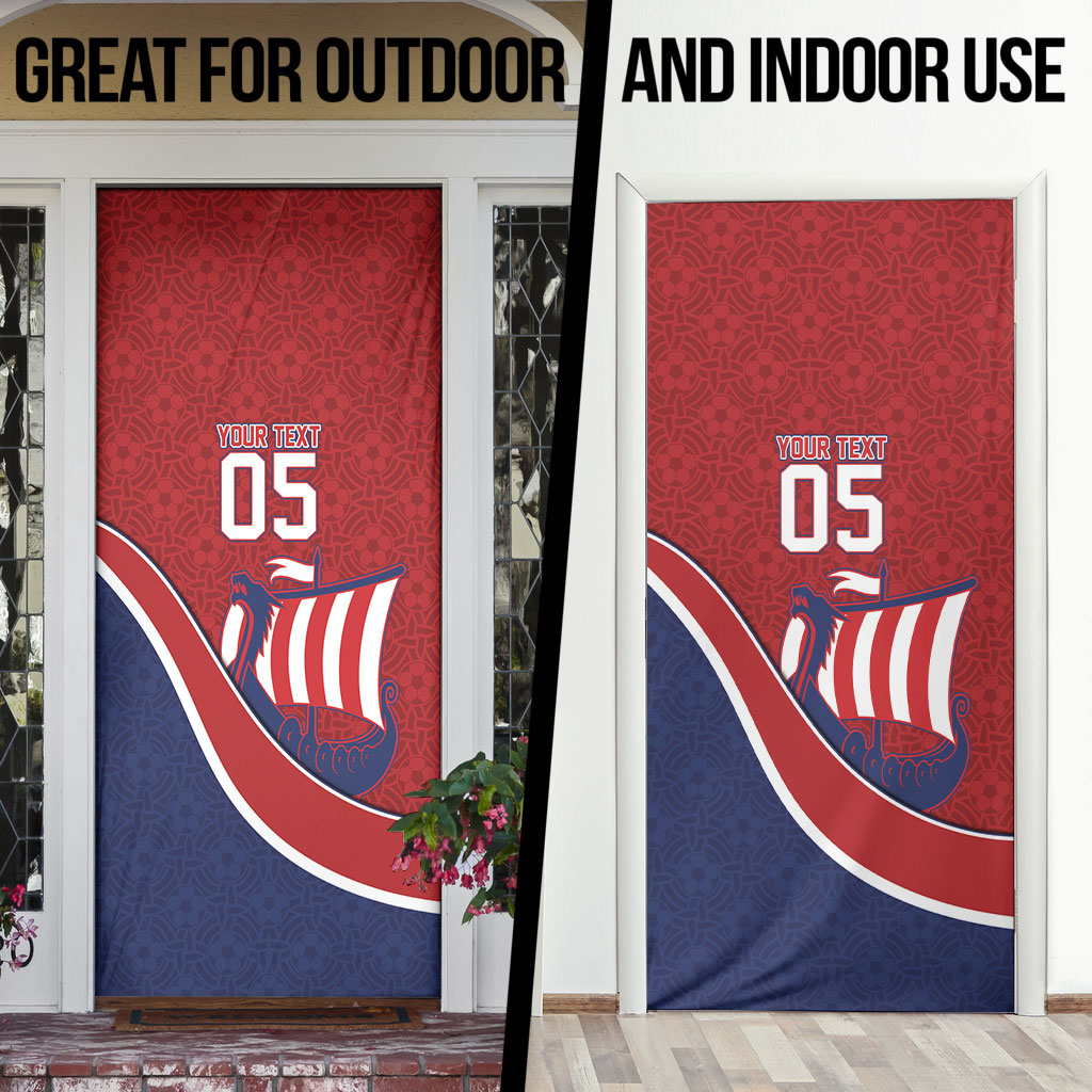 Custom Norway Football Door Cover Viking Ship Nordic Patterns