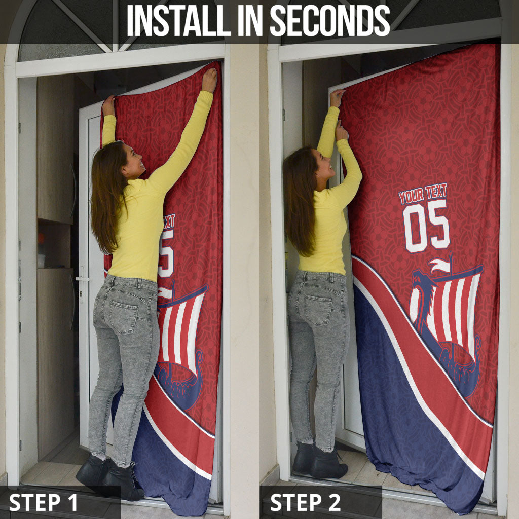 Custom Norway Football Door Cover Viking Ship Nordic Patterns