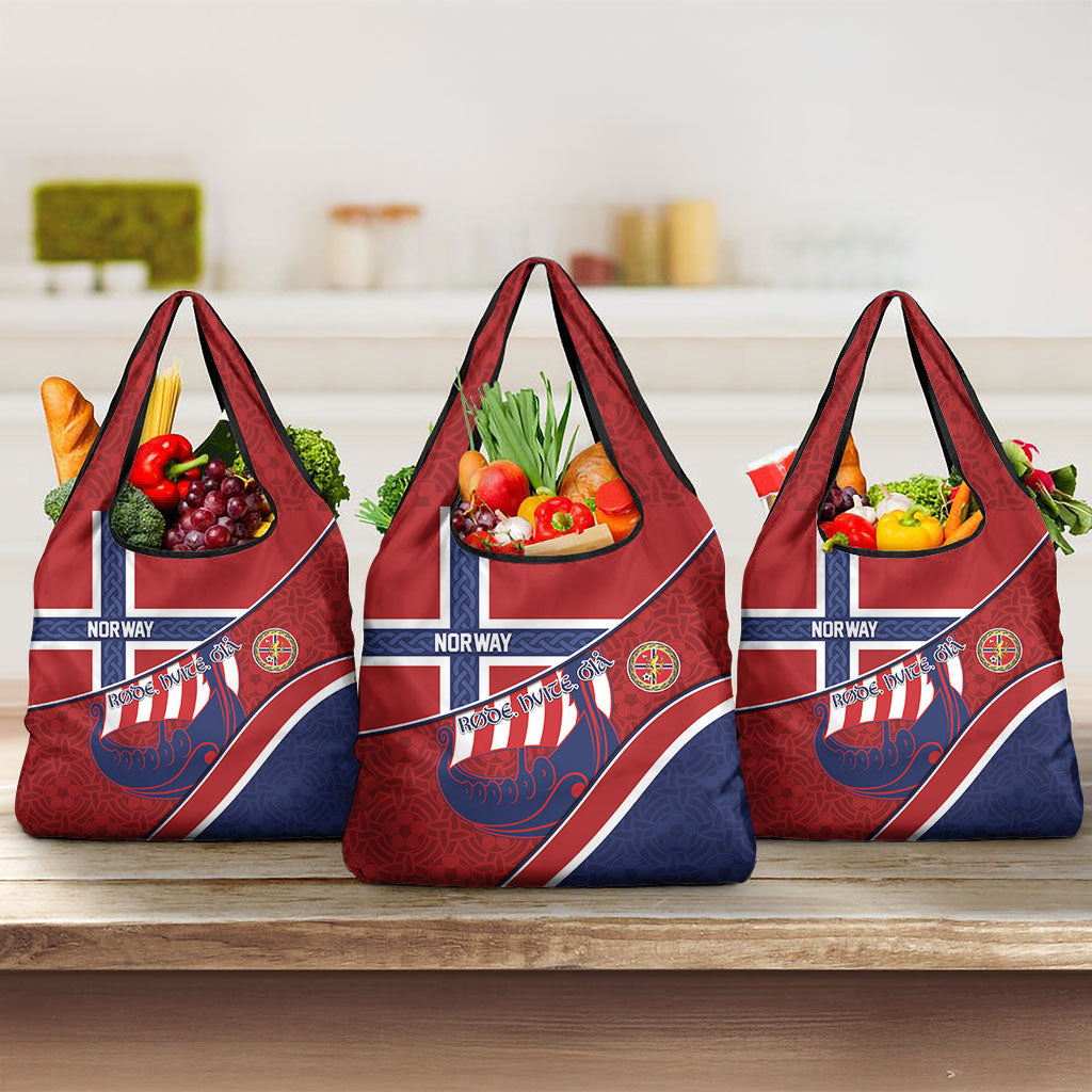 Norway Football Grocery Bag Viking Ship Nordic Patterns