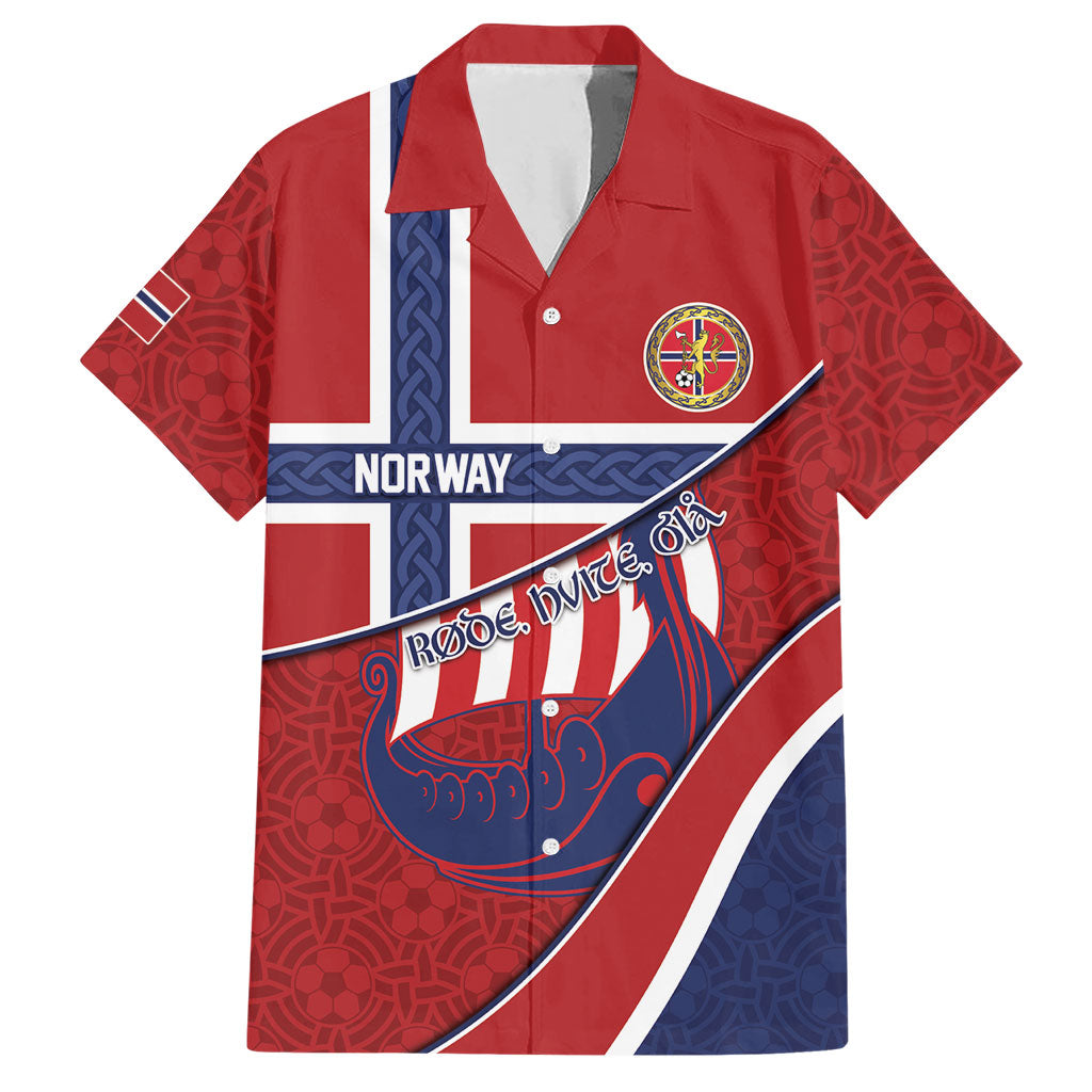 Custom Norway Football Hawaiian Shirt Viking Ship Nordic Patterns