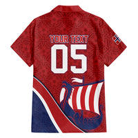Custom Norway Football Hawaiian Shirt Viking Ship Nordic Patterns
