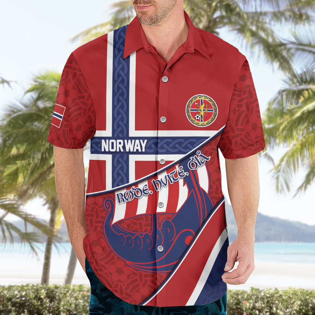 Custom Norway Football Hawaiian Shirt Viking Ship Nordic Patterns