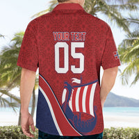 Custom Norway Football Hawaiian Shirt Viking Ship Nordic Patterns