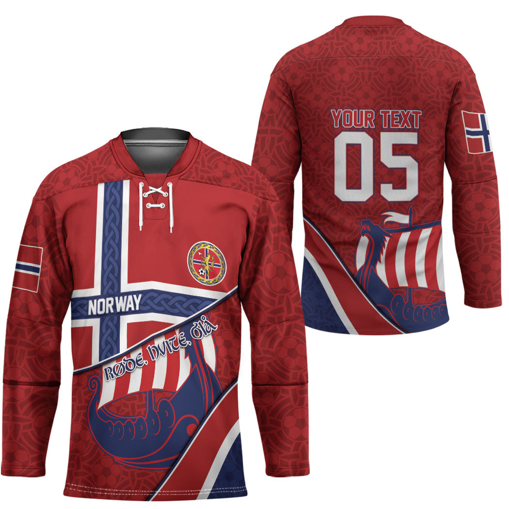 Custom Norway Football Hockey Jersey Viking Ship Nordic Patterns
