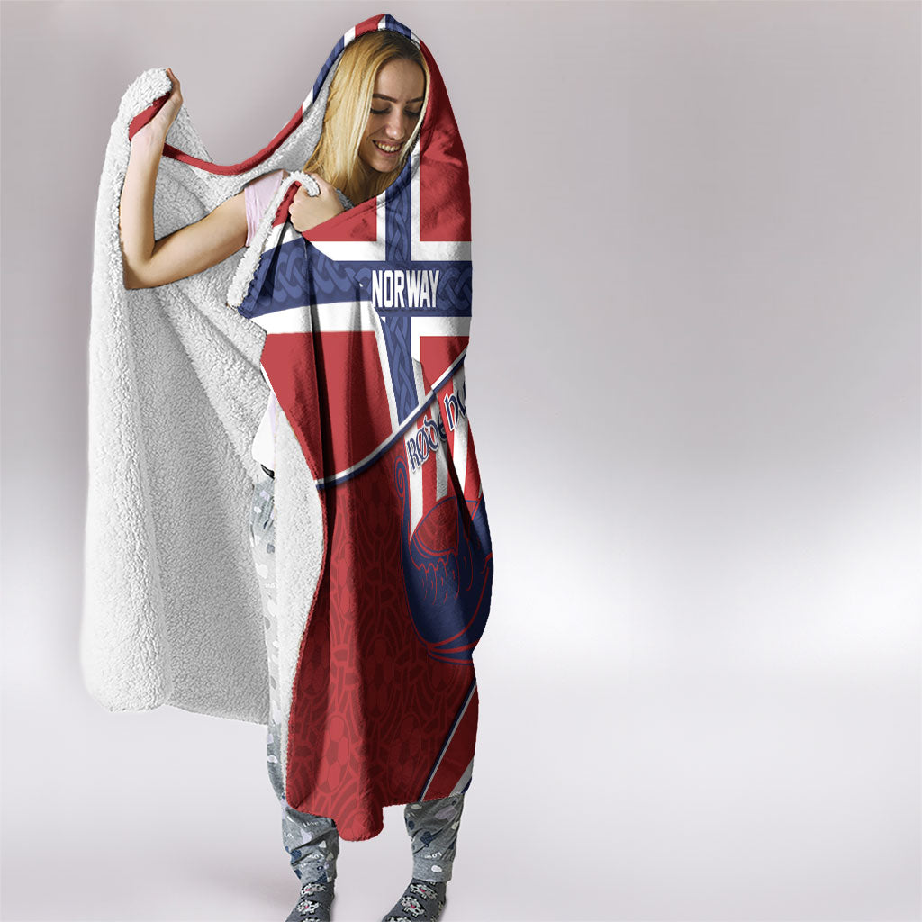 Norway Football Hooded Blanket Viking Ship Nordic Patterns