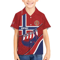 Custom Norway Football Kid Hawaiian Shirt Viking Ship Nordic Patterns