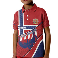 Custom Norway Football Kid Polo Shirt Viking Ship Nordic Patterns