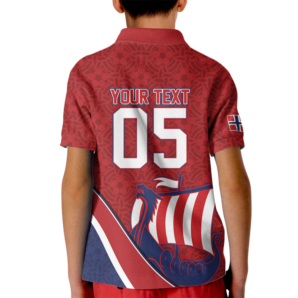 Custom Norway Football Kid Polo Shirt Viking Ship Nordic Patterns