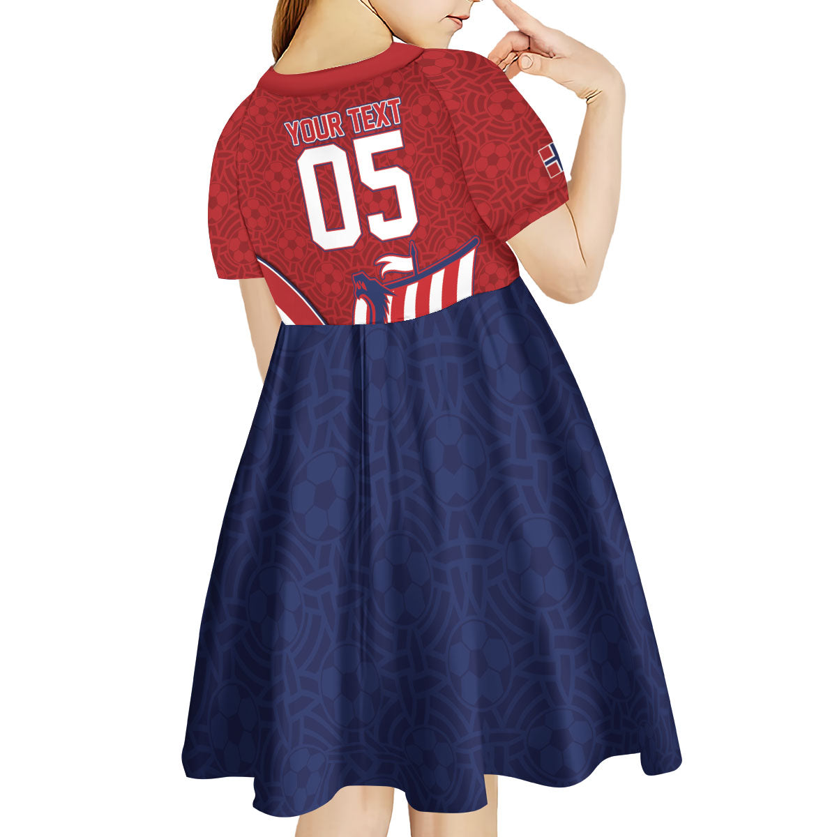 Custom Norway Football Kid Short Sleeve Dress Viking Ship Nordic Patterns