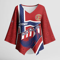 Custom Norway Football Kimono Sleeve Blouse Viking Ship Nordic Patterns