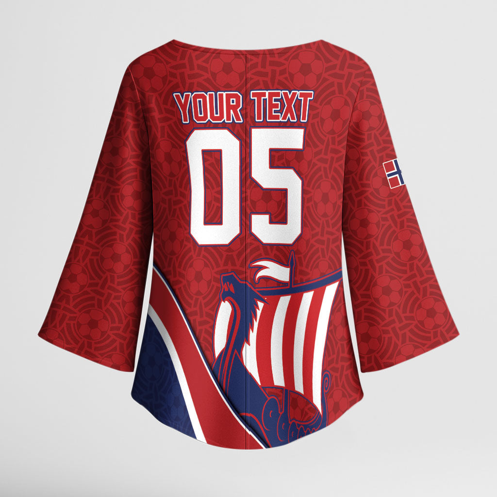 Custom Norway Football Kimono Sleeve Blouse Viking Ship Nordic Patterns