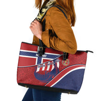 Norway Football Leather Tote Bag Viking Ship Nordic Patterns