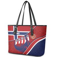 Norway Football Leather Tote Bag Viking Ship Nordic Patterns