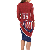 Custom Norway Football Long Sleeve Bodycon Dress Viking Ship Nordic Patterns
