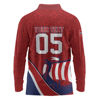 Custom Norway Football Long Sleeve Polo Shirt Viking Ship Nordic Patterns