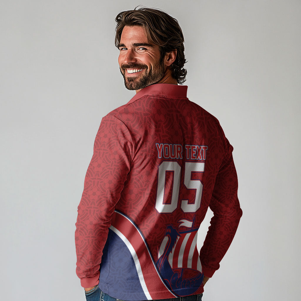 Custom Norway Football Long Sleeve Polo Shirt Viking Ship Nordic Patterns