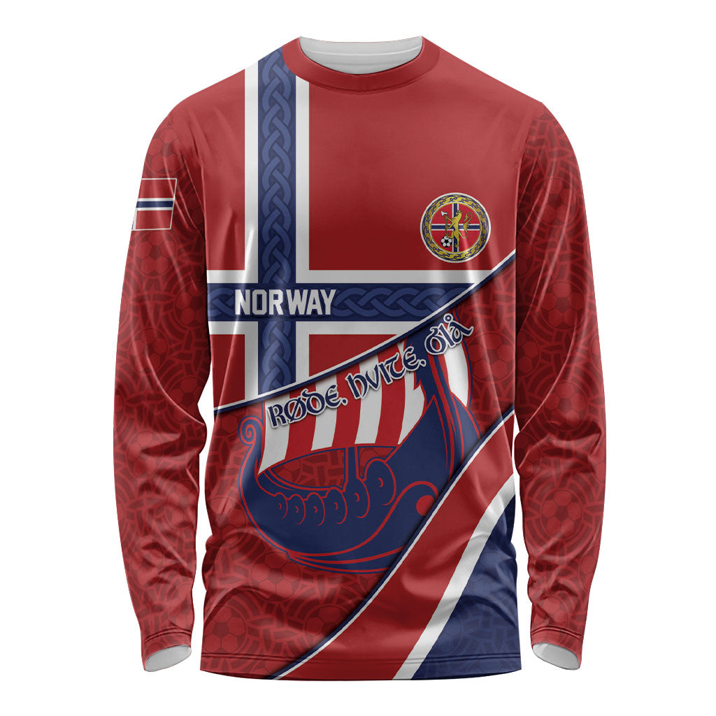 Custom Norway Football Long Sleeve Shirt Viking Ship Nordic Patterns