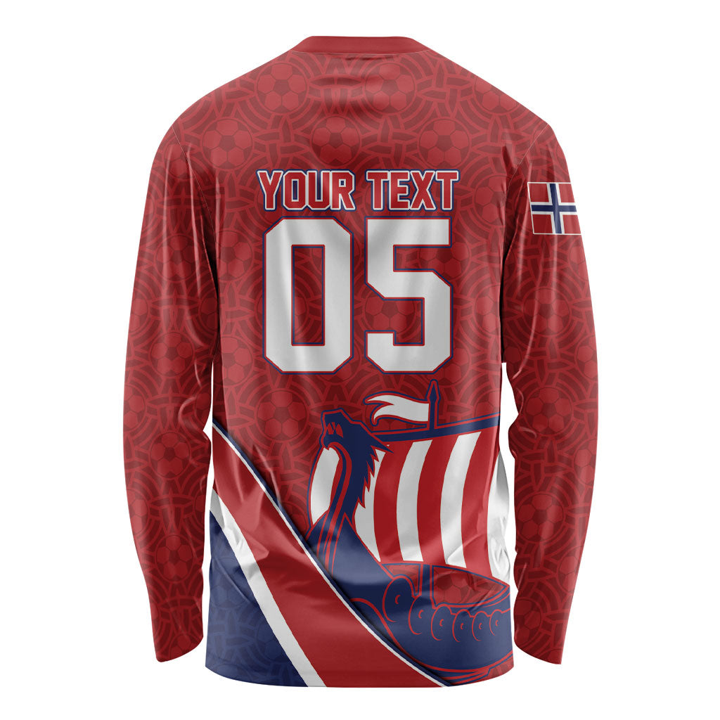 Custom Norway Football Long Sleeve Shirt Viking Ship Nordic Patterns