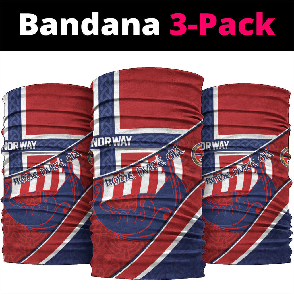 Norway Football Neck Gaiter Viking Ship Nordic Patterns