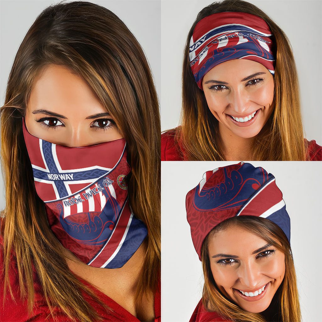 Norway Football Neck Gaiter Viking Ship Nordic Patterns