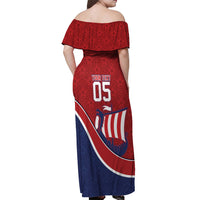 Custom Norway Football Off Shoulder Maxi Dress Viking Ship Nordic Patterns