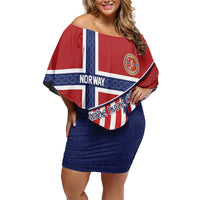 Custom Norway Football Off Shoulder Short Dress Viking Ship Nordic Patterns
