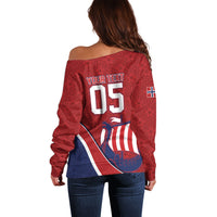 Custom Norway Football Off Shoulder Sweater Viking Ship Nordic Patterns