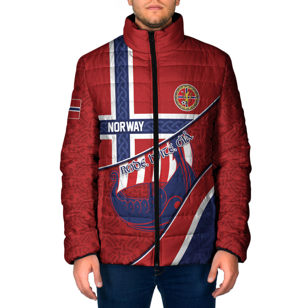 Custom Norway Football Padded Jacket Viking Ship Nordic Patterns