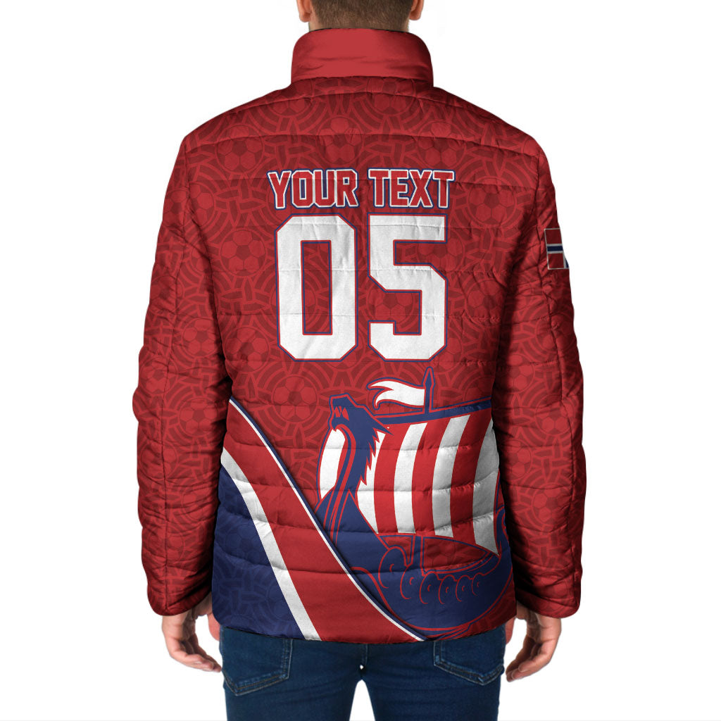 Custom Norway Football Padded Jacket Viking Ship Nordic Patterns