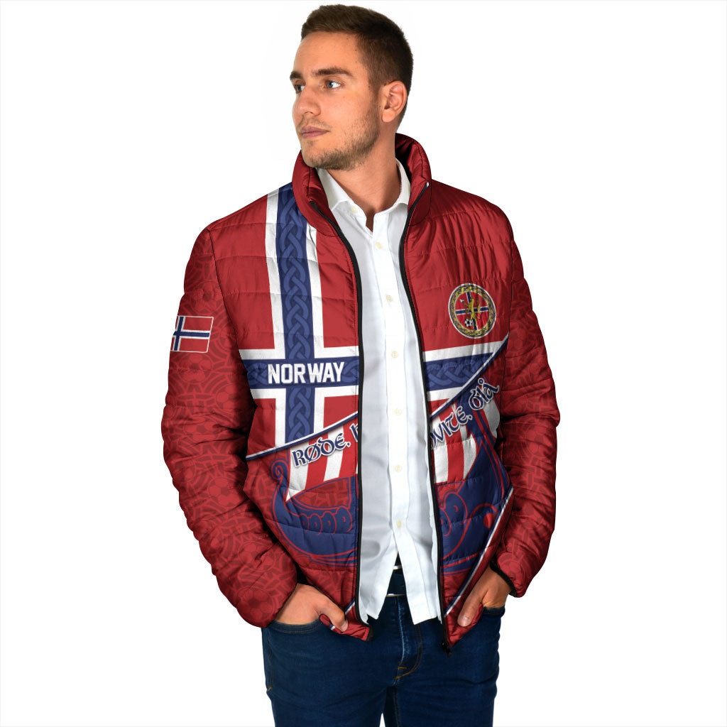 Custom Norway Football Padded Jacket Viking Ship Nordic Patterns