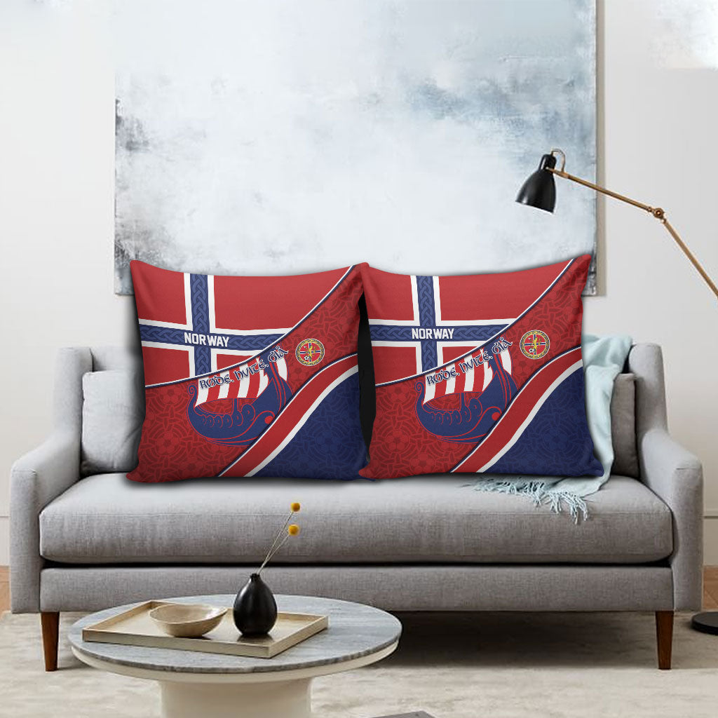 Norway Football Pillow Cover Viking Ship Nordic Patterns